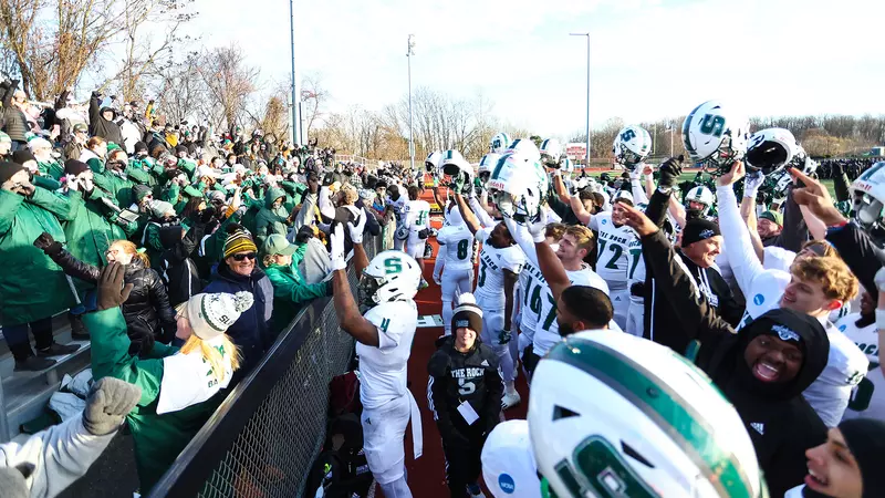 Rock earns No. 3 seed, will travel to Ferris State 1 team celebration web